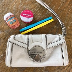 Cream Michael Kors wristlet